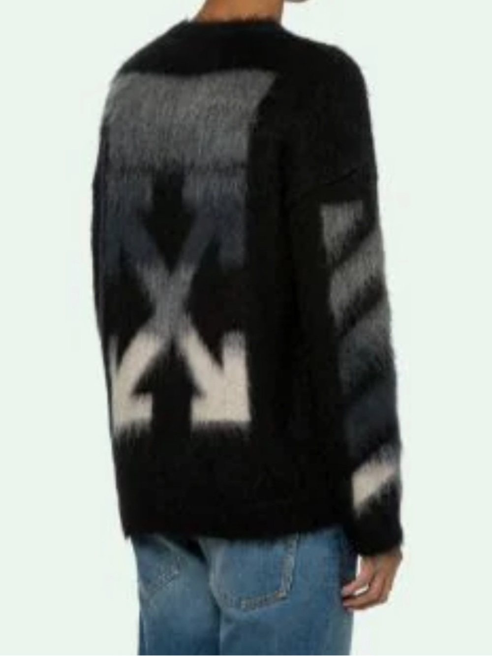 Offwhite Black and Gray Graphic Men's Sweater L